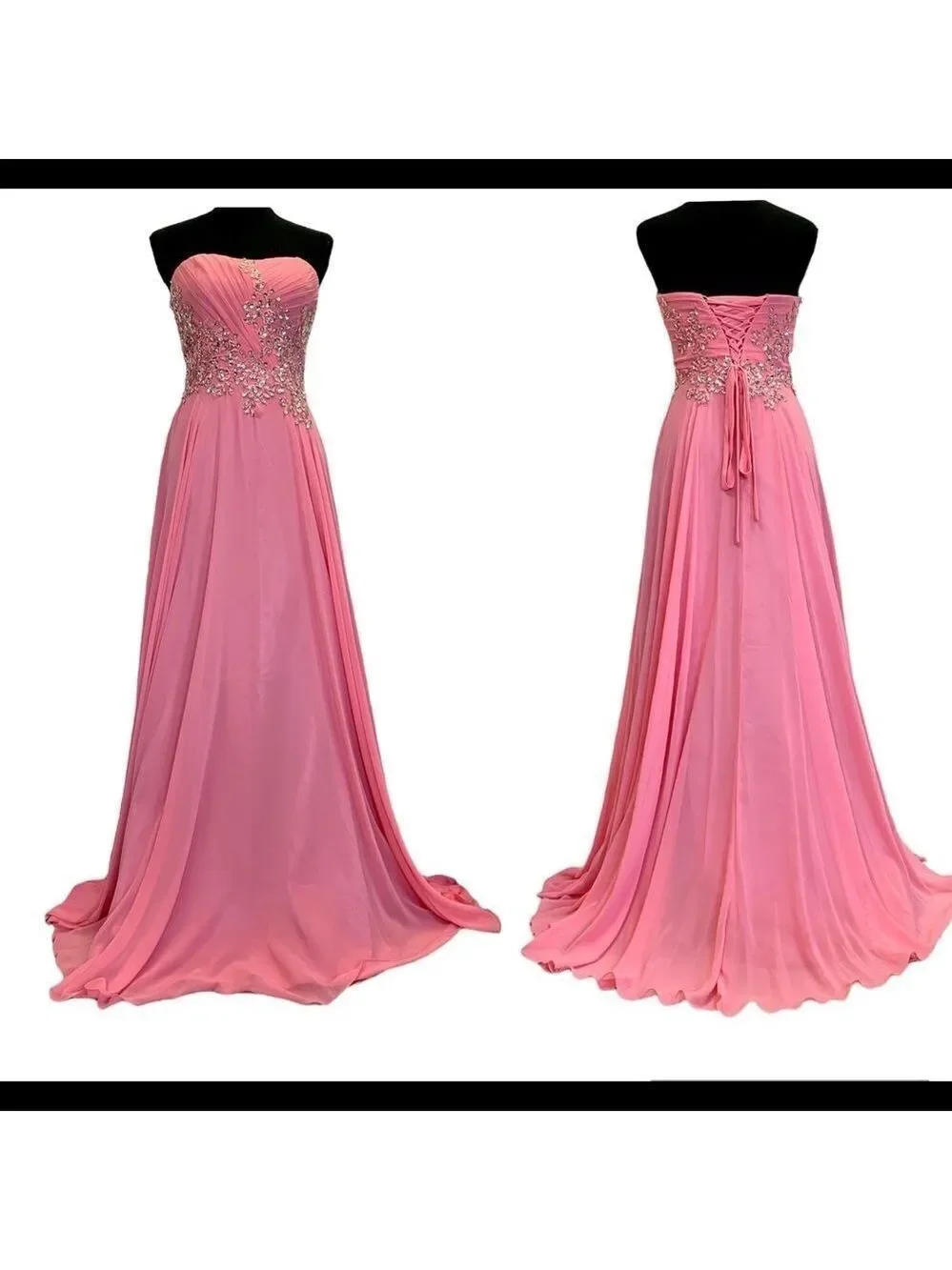 ANNA Rose pink sleeveless sequin beaded sweetheart prom bridesmaid gown🔥